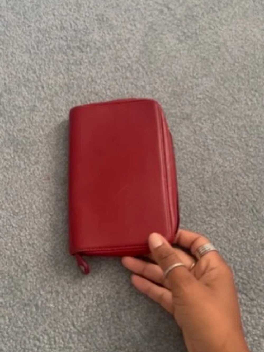 Coach long zip round wallet in smooth red leather
